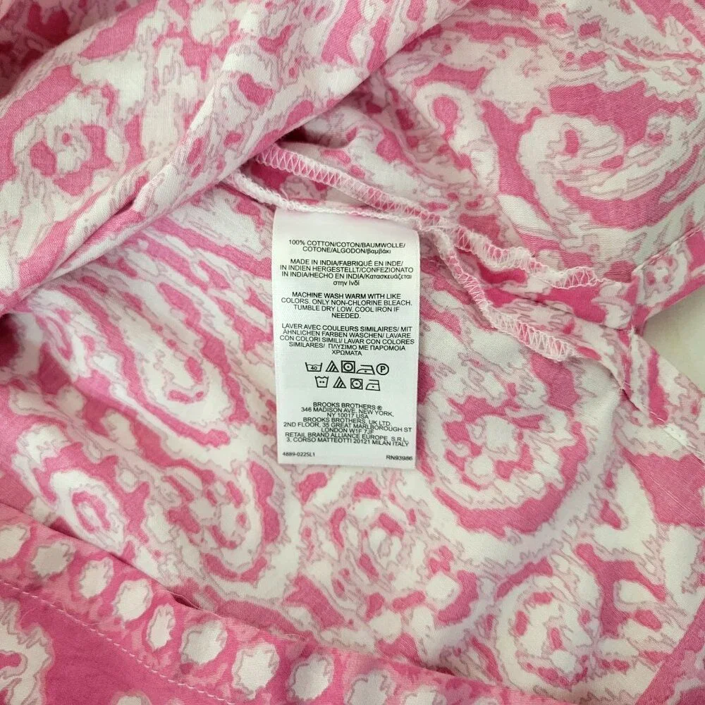 Brooks Brothers 346 Pink & White Paisley Print Cotton Tunic Top L - Picture 5 of 6